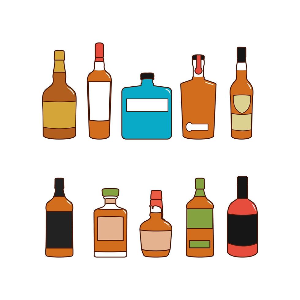 illustration de boissons alcoolisées et de bouteilles de boissons vecteur