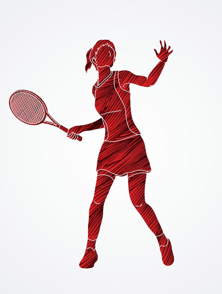 silhouette tennis féminin joueur action vecteur