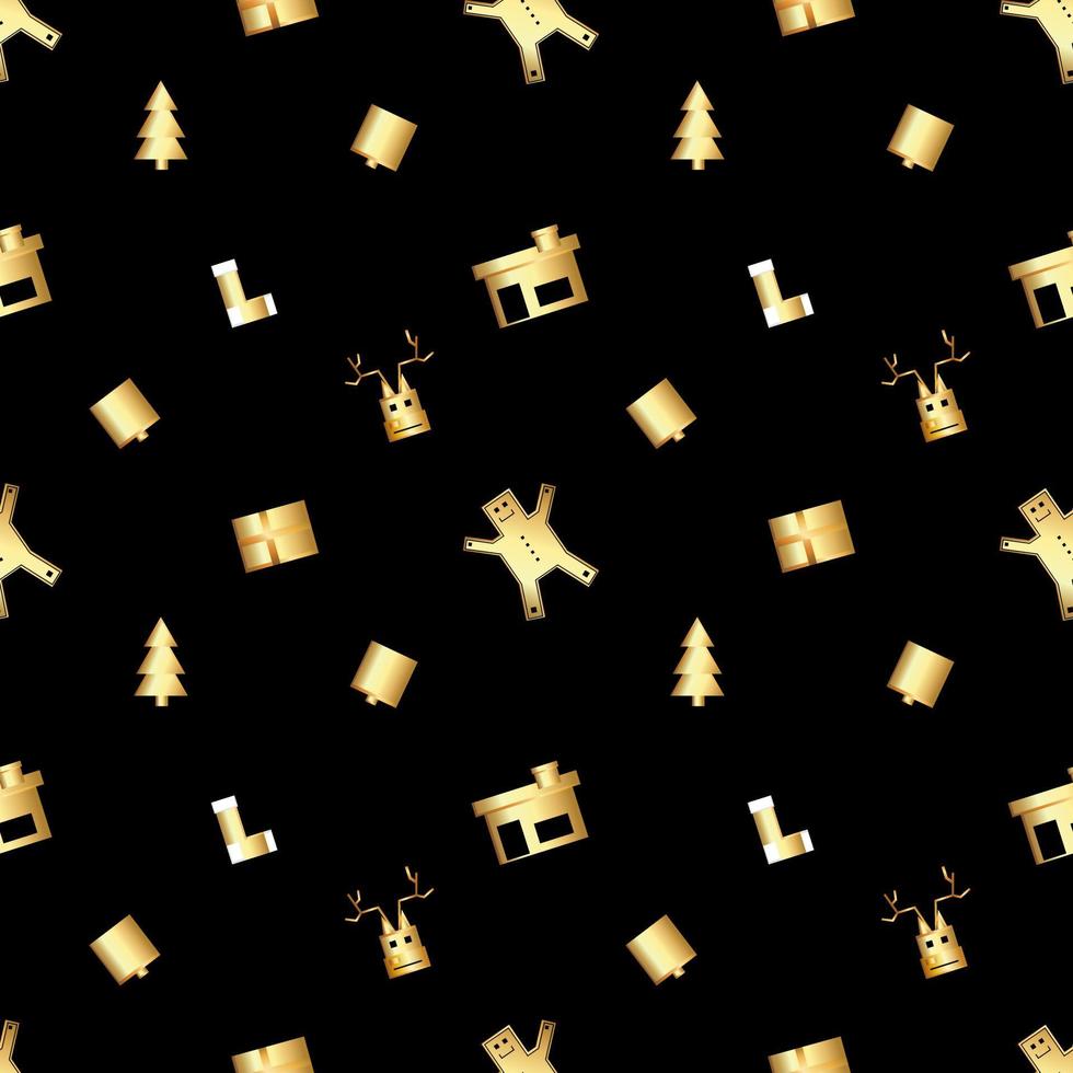 motif d'objet de noël aux angles aigus créé en dégradé d'or, motif de répétition de noël dégradé d'or de qualité supérieure. vecteur