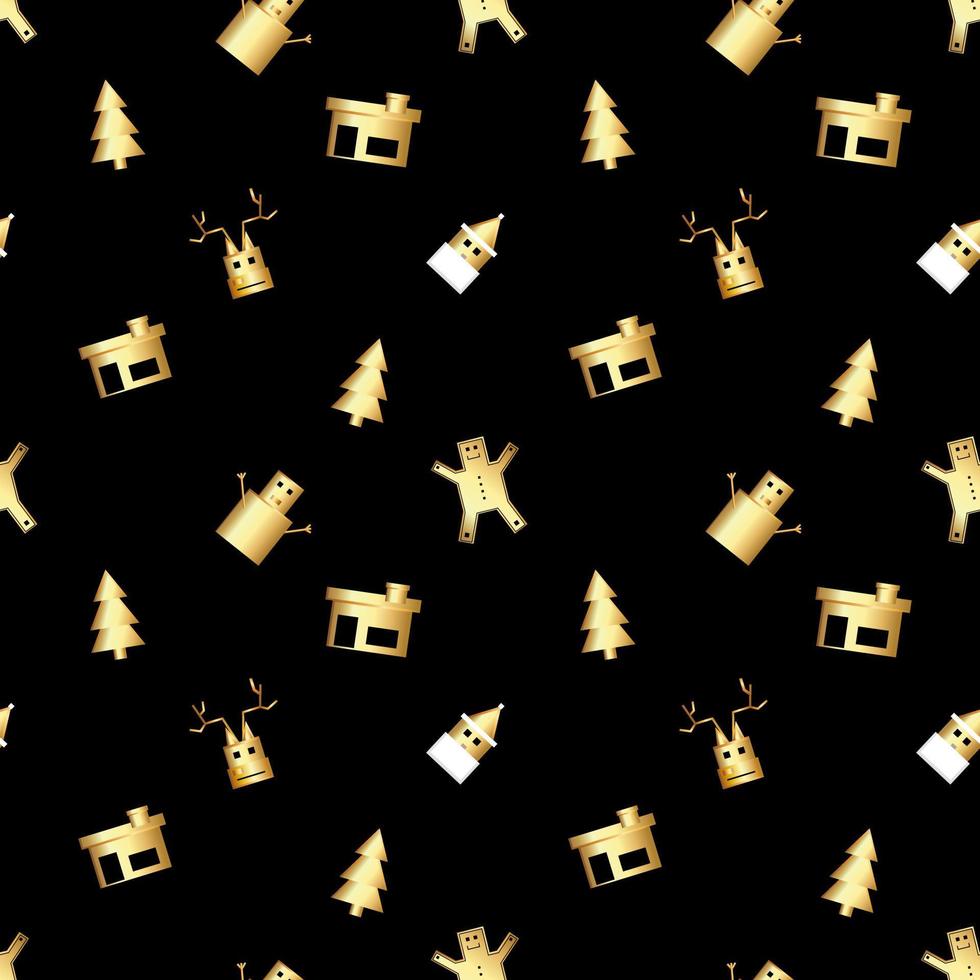 motif d'objet de noël aux angles aigus créé en dégradé d'or, motif de répétition de noël dégradé d'or de qualité supérieure. vecteur