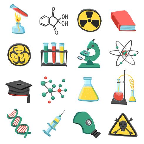 Jeu d&#39;icônes de laboratoire de chimie vecteur