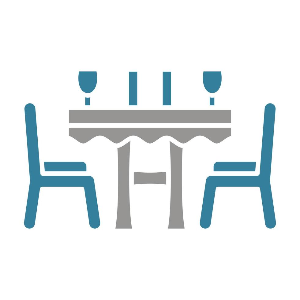 icône de deux couleurs de glyphe de table de dîner vecteur