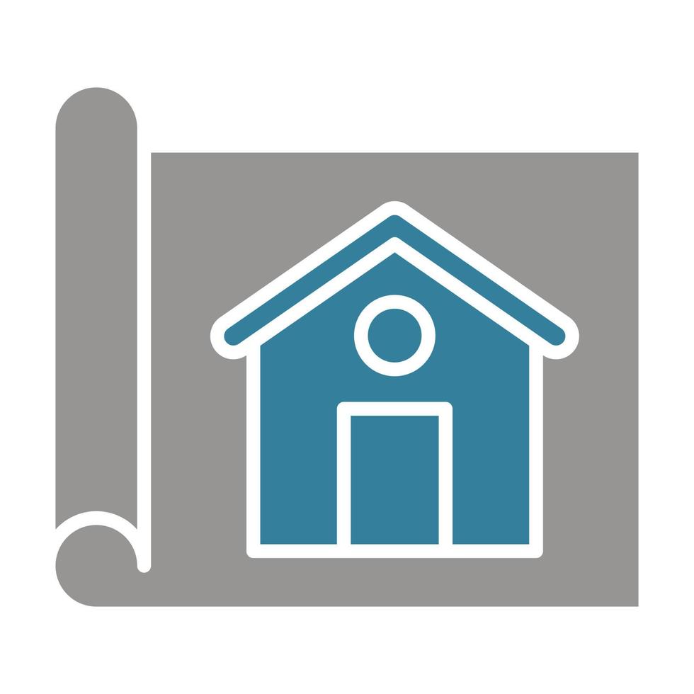 icône de deux couleurs de glyphe de plan de maison vecteur