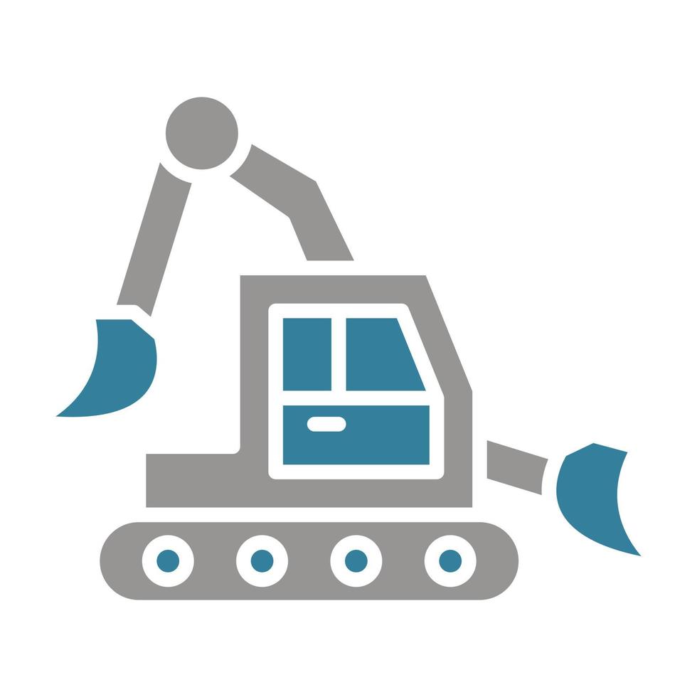 icône de deux couleurs de glyphe de pelle rétrocaveuse vecteur