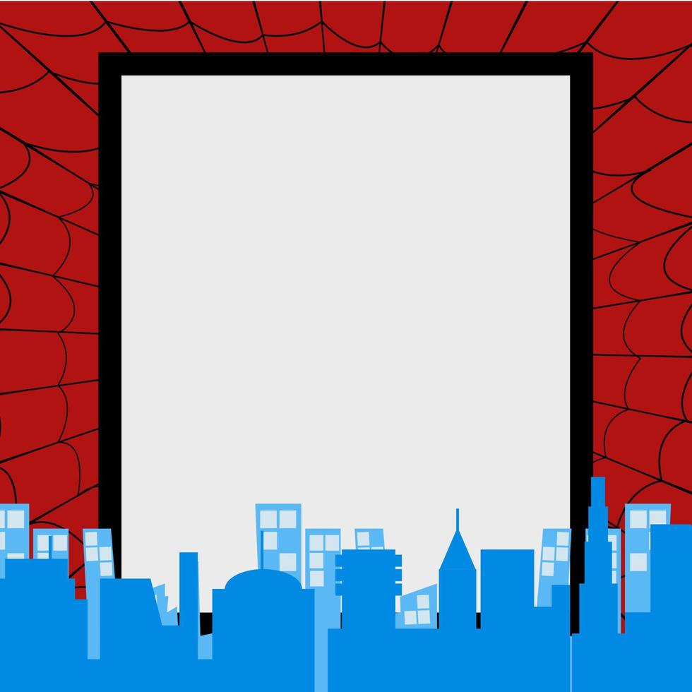 toile d'araignée avec silhouette de paysage urbain adapté à l'arrière-plan du cadre photo vecteur