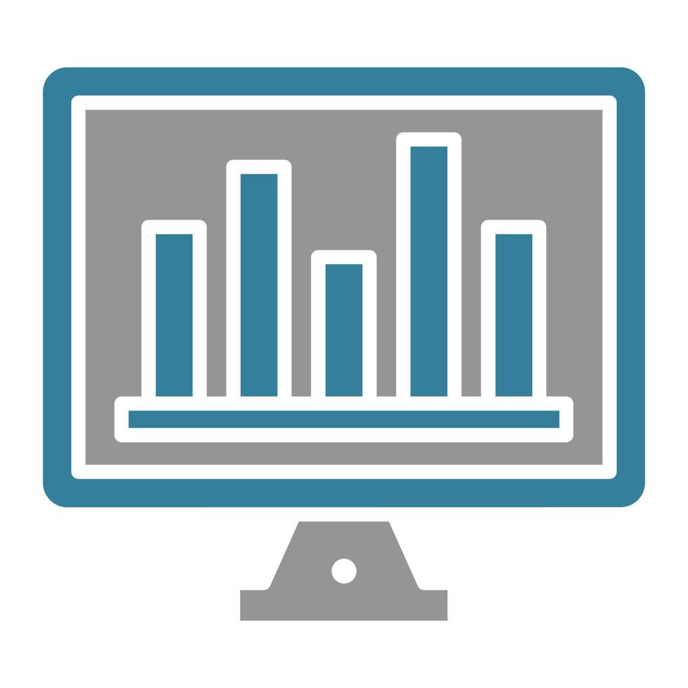 icône de deux couleurs de glyphe de graphique à barres en ligne vecteur