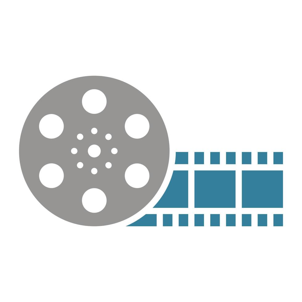 icône de deux couleurs de glyphe de bobine de film vecteur