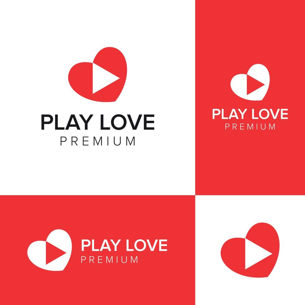 jouer amour espace négatif logo icône modèle vectoriel