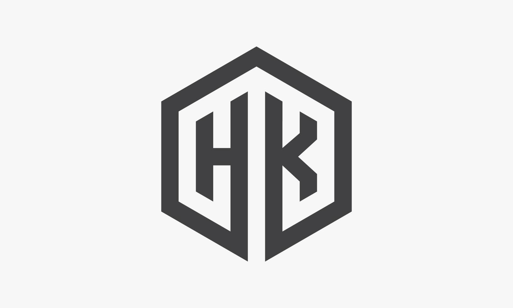 logo de lettre hexagonale hk isolé sur fond blanc. vecteur
