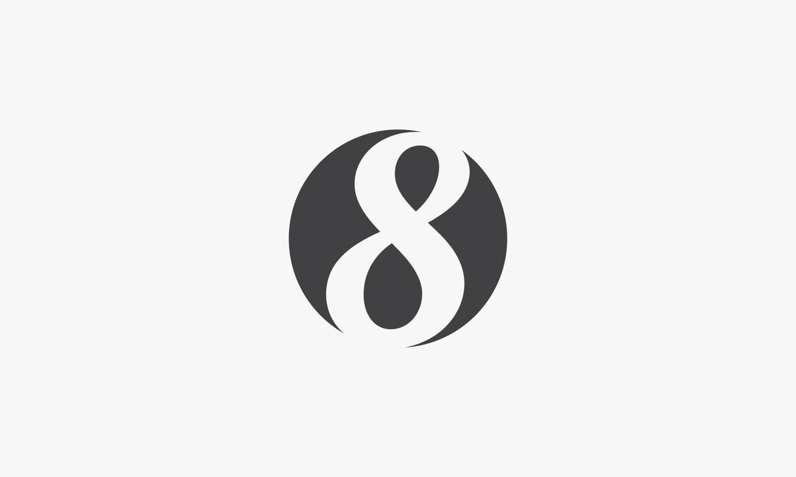 logo de cercle abstrait numéro 8 isolé sur fond blanc. vecteur