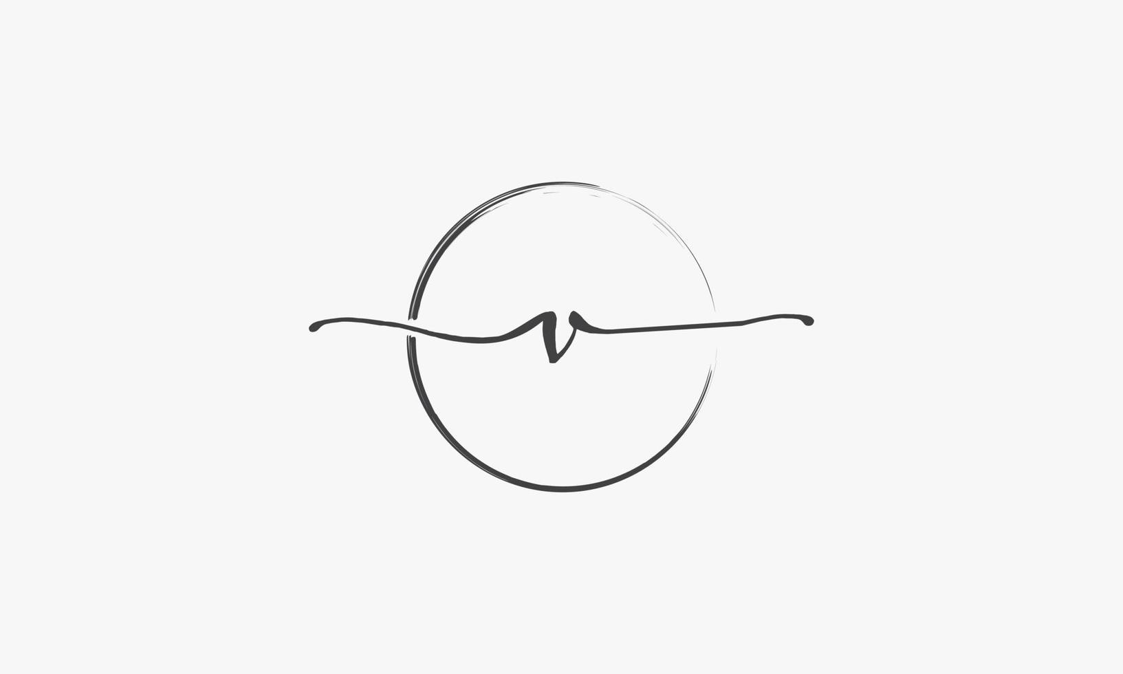 v logo manuscrit avec vecteur de conception de pinceau cercle.