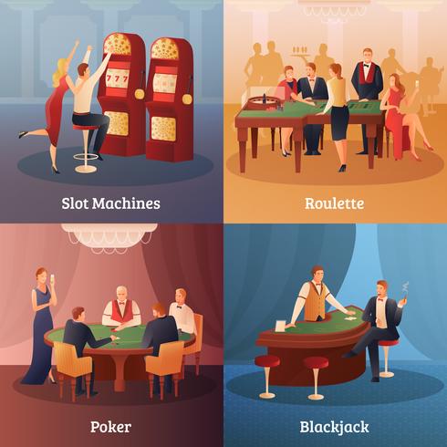 Casino Concept Icons Set vecteur