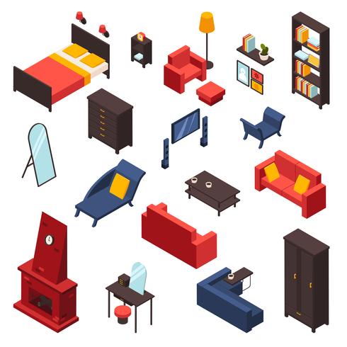 Ensemble d&#39;icônes de meubles de salon vecteur