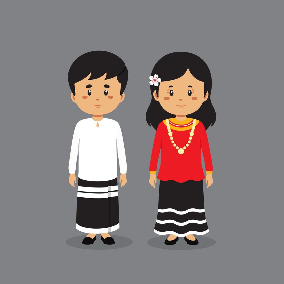 personnage de couple portant la robe nationale des maldives vecteur