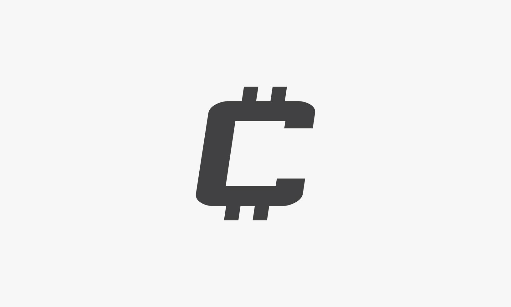 c lettre logo crypto concept isolé sur fond blanc. vecteur