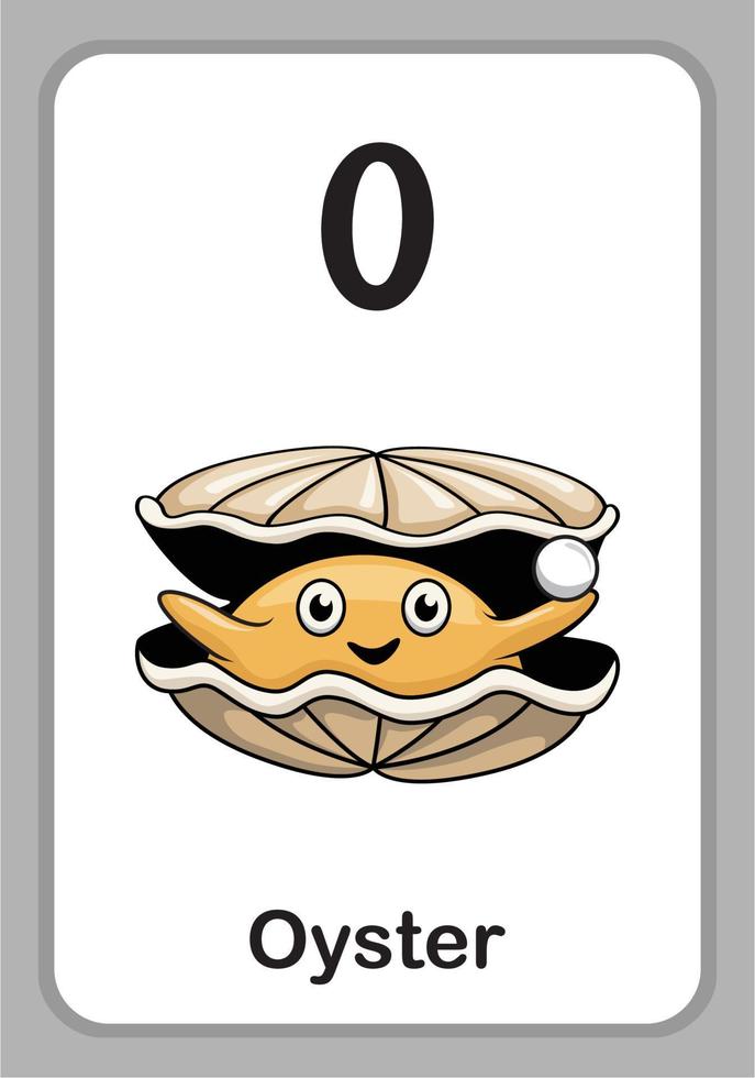 cartes mémoire d'éducation à l'alphabet animal - o pour l'huître vecteur