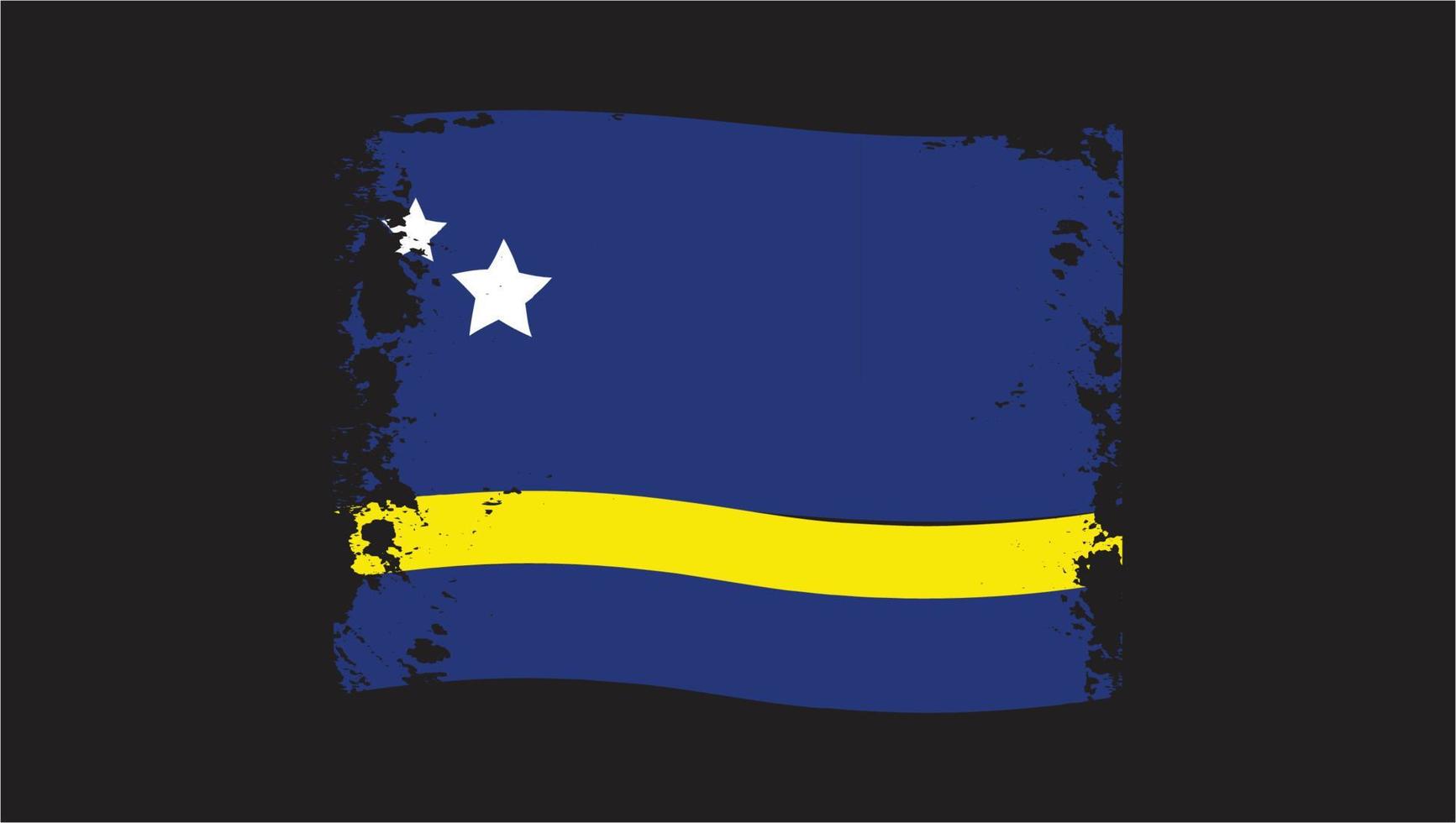 curaçao pays drapeau ondulé transparent grunge brosse vecteur