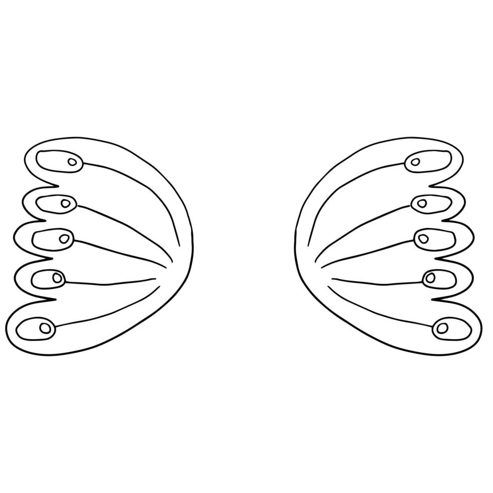 ailes de fantaisie doodle dessinés à la main vecteur