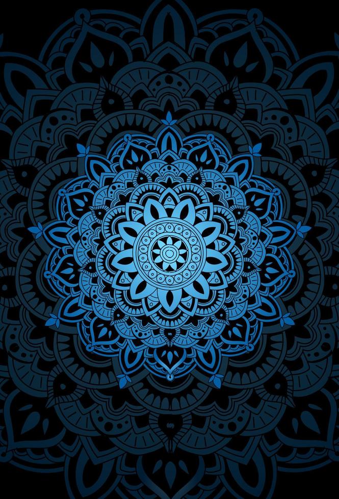 mandala avec illustration d'illustration de lumière bleue de couleur vecteur
