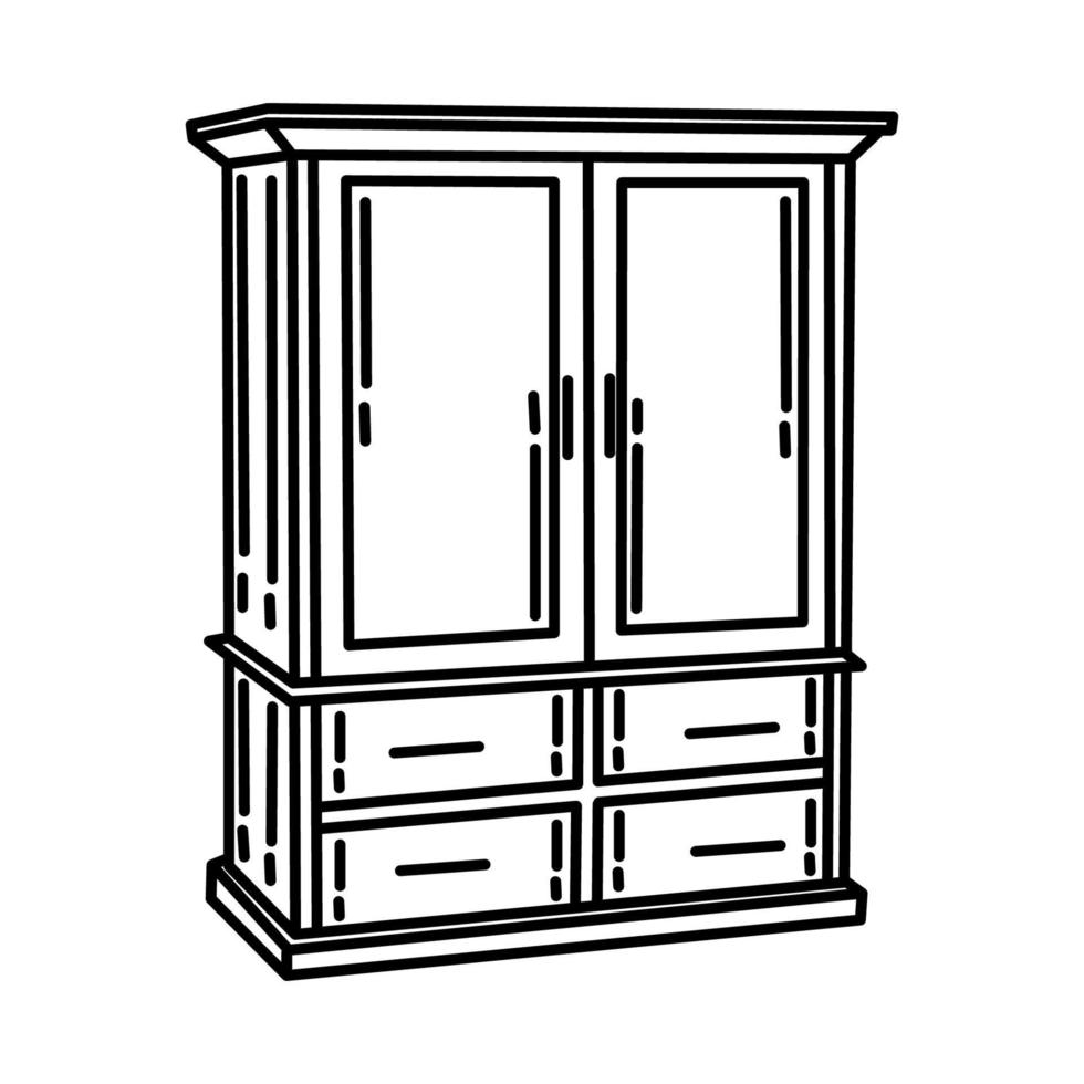 icône d'armoire. doodle dessinés à la main ou style d'icône de contour vecteur