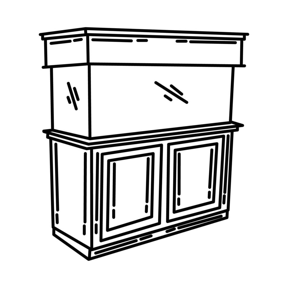 icône de table d'aquarium. doodle dessinés à la main ou style d'icône de contour vecteur