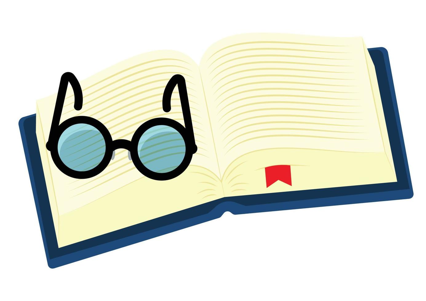 Vector illustration de lunettes sur le dessus du livre isolé sur fond blanc