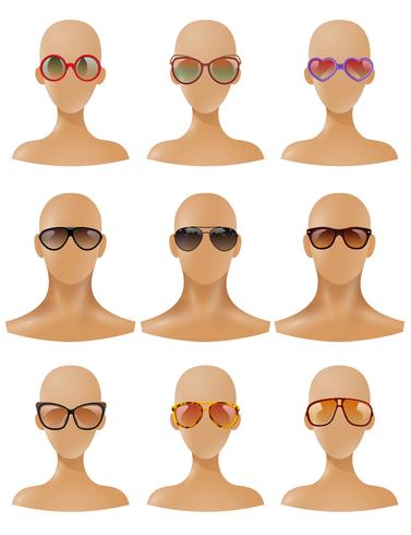 Mannequins Heads Display Sunglasses Set réaliste vecteur