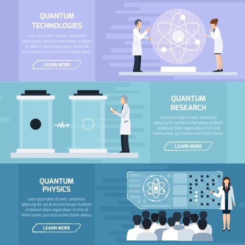 Bannières horizontales en physique quantique vecteur