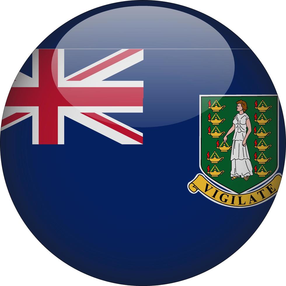 Îles vierges britanniques 3d drapeau national arrondi icône bouton illustration vecteur