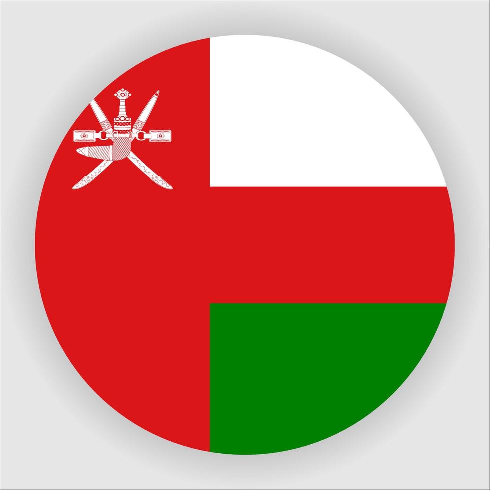 vecteur d'icône de drapeau national arrondi plat oman