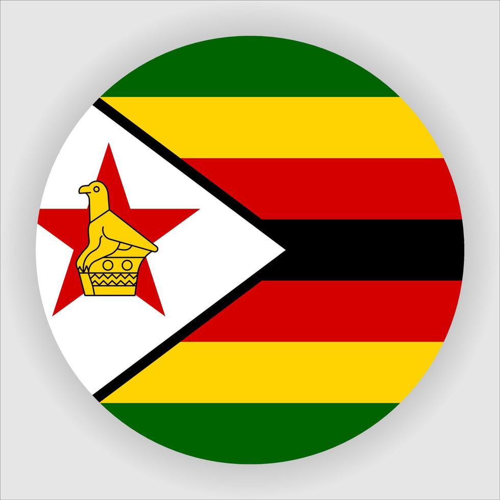 vecteur d'icône de drapeau national arrondi plat zimbabwe