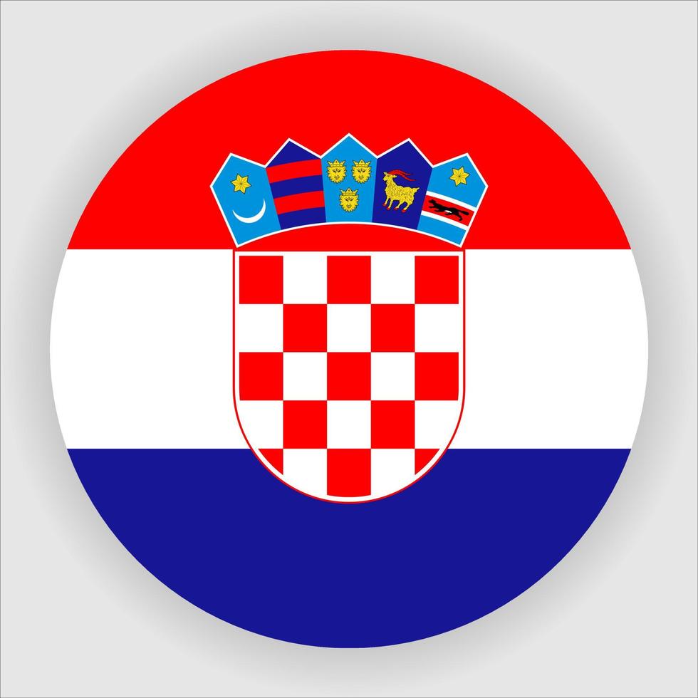 croatie plat arrondi drapeau national icône vecteur