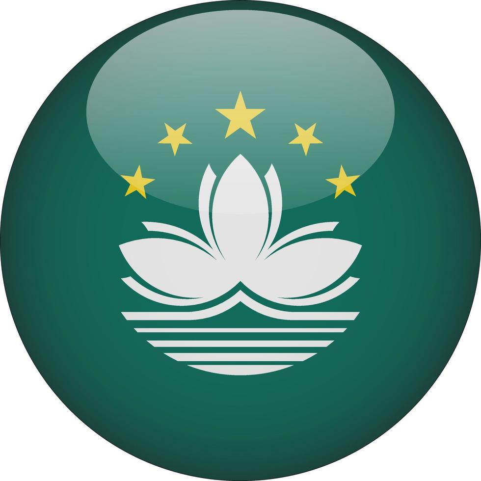 illustration de l'icône du bouton drapeau national arrondi 3d de macao vecteur