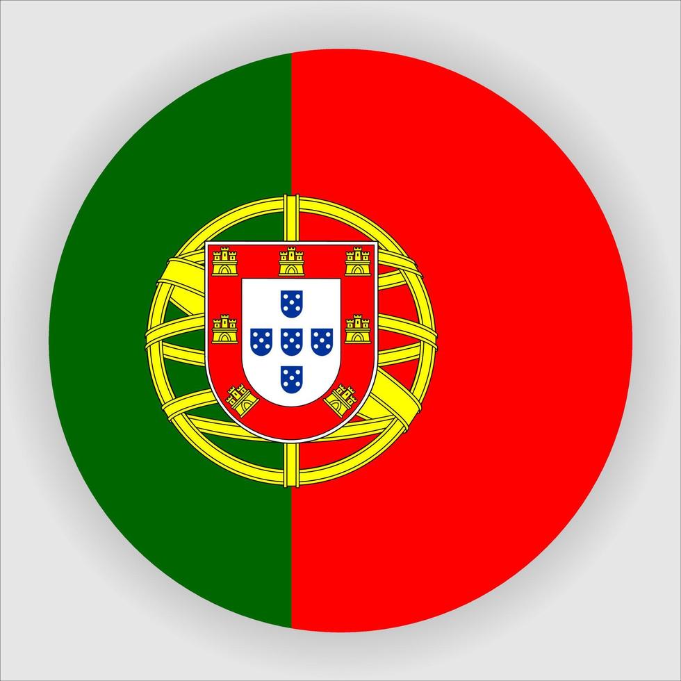 vecteur d'icône de drapeau national arrondi plat portugal