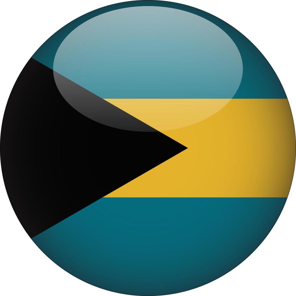 bahamas, 3d, arrondi, national, drapeau, icône, bouton, illustration vecteur