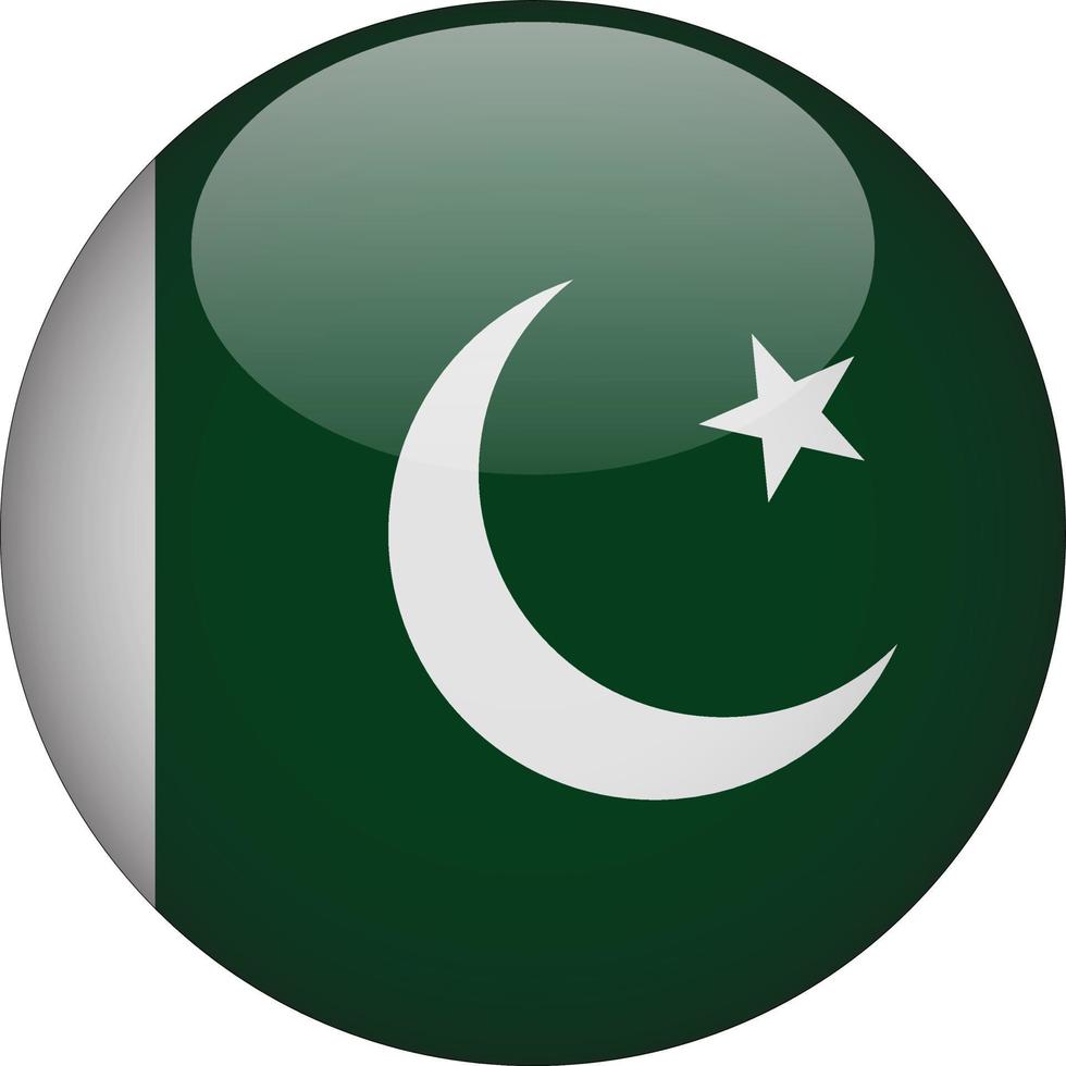 pakistan, 3d, arrondi, national, drapeau, bouton, icône vecteur