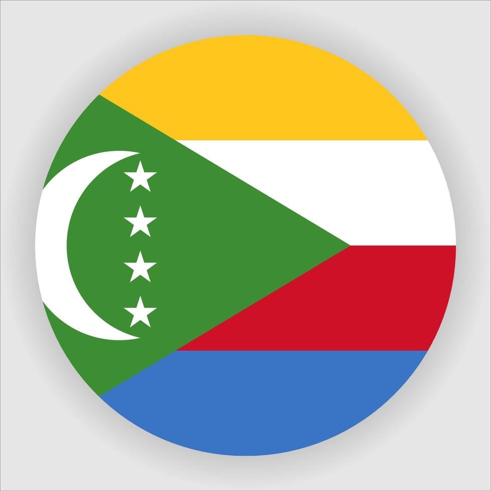 vecteur d'icône de drapeau national arrondi plat des comores