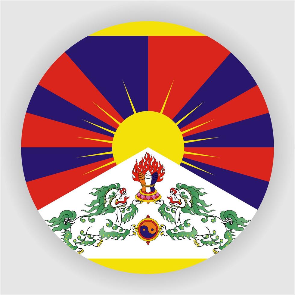 vecteur d'icône de drapeau national arrondi plat tibet