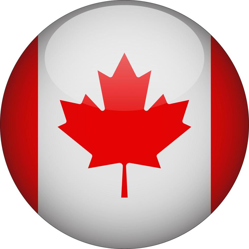 canada 3d drapeau national arrondi icône bouton illustration vecteur