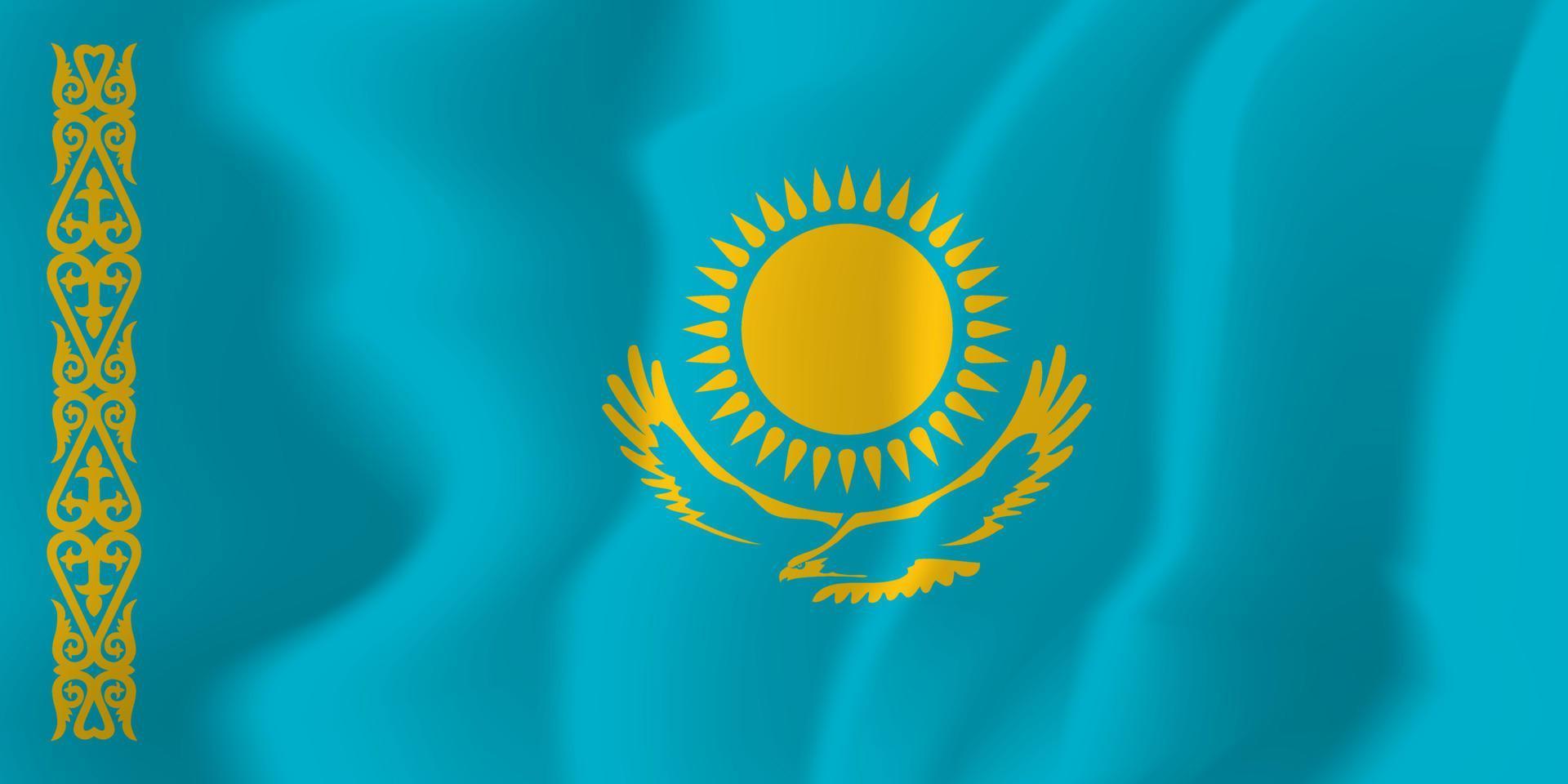agitant le drapeau national du kazakhstan illustration de fond vecteur