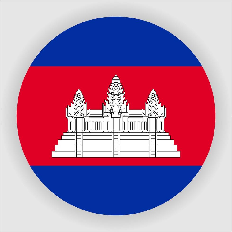 cambodge plat arrondi drapeau national icône vecteur