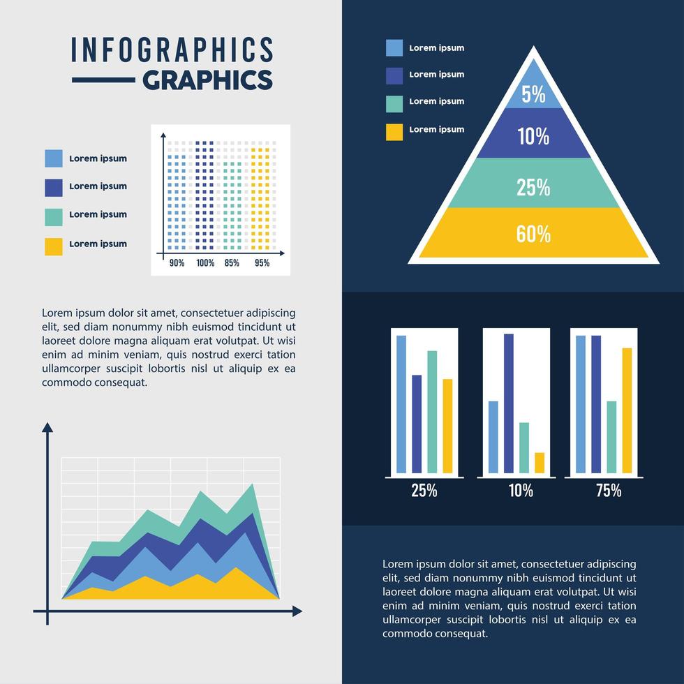 quatre icônes de modèle d'infographie vecteur