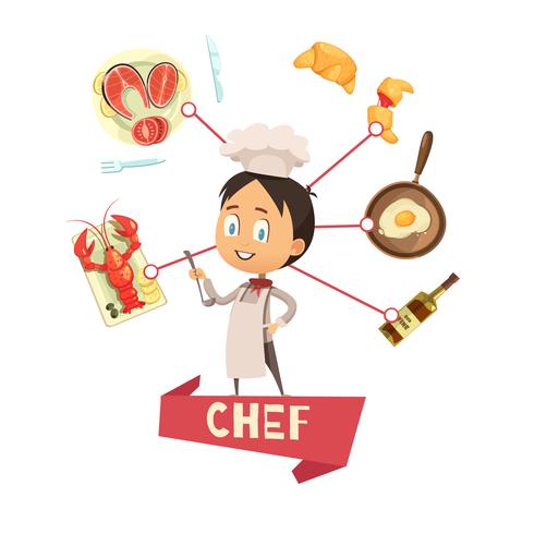 Chef Cartoon Vector Illustration pour les enfants