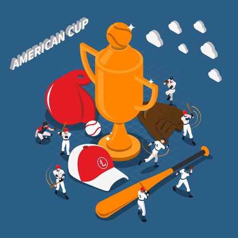 Illustration isométrique du jeu de baseball de la coupe américaine vecteur