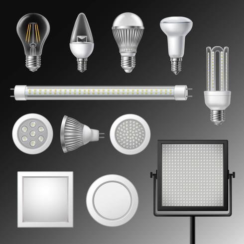 Ensemble de lampes led réalistes vecteur