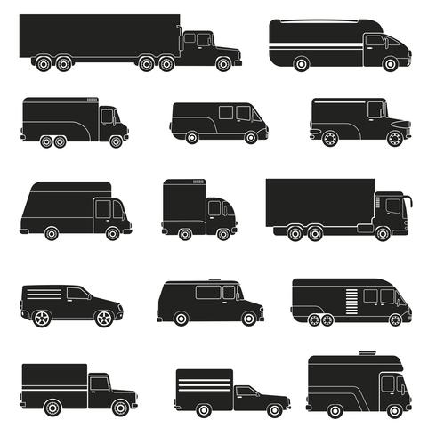 Camions de livraison monochromes vecteur