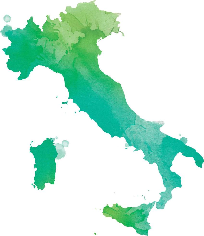 carte colorée de l'italie isolée à l'aquarelle vecteur