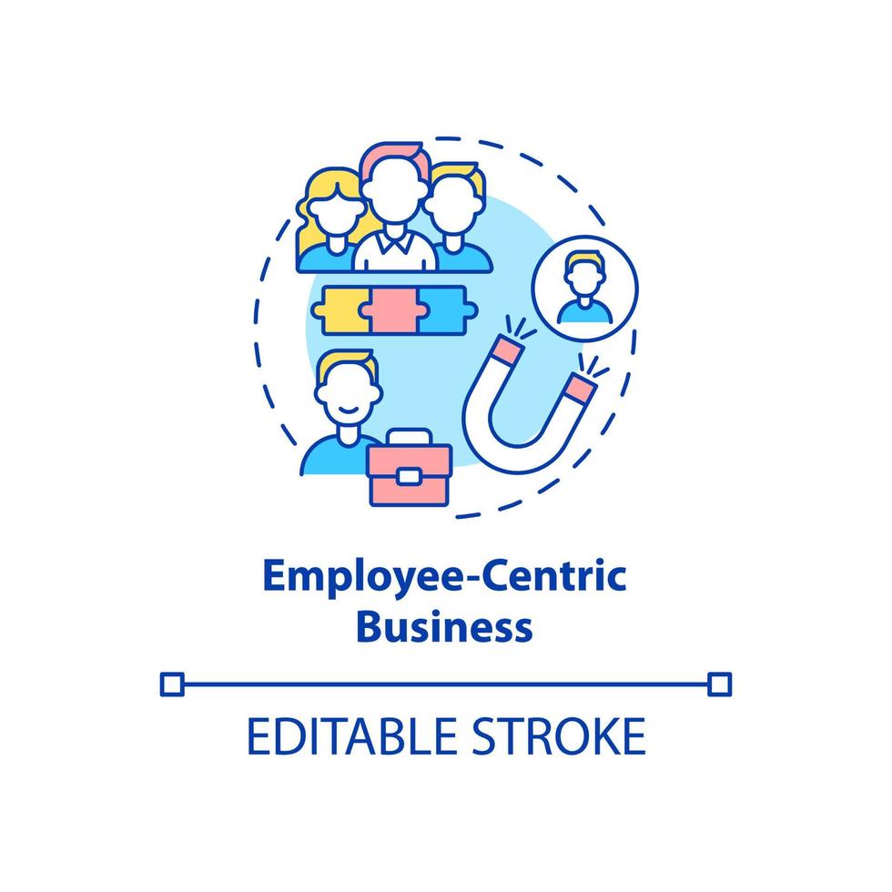 icône de concept d'entreprise centrée sur l'employé. approche de la structure de gestion. modèle d'entreprise idée abstraite fine ligne illustration. dessin de couleur de contour isolé de vecteur. trait modifiable vecteur