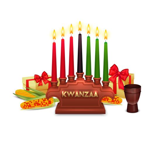 Composition de symboles de célébration de vacances de Kwanzaa vecteur