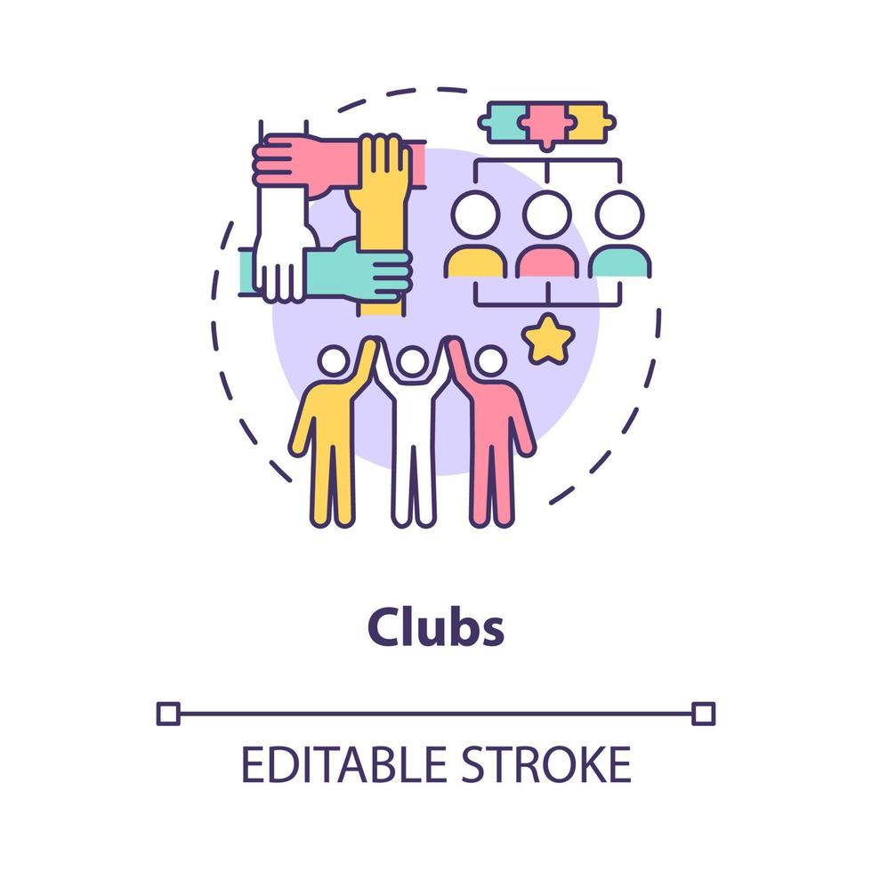 icône de concept de participation au club social. modèle d'association de personnes dans la communauté. illustration de ligne mince d'idée abstraite d'engagement de groupe. dessin de couleur de contour isolé de vecteur. trait modifiable vecteur